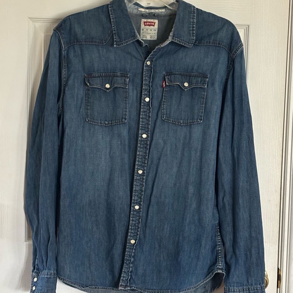Levi's Classic Blue Denim Shirt with Pearl Snap Buttons